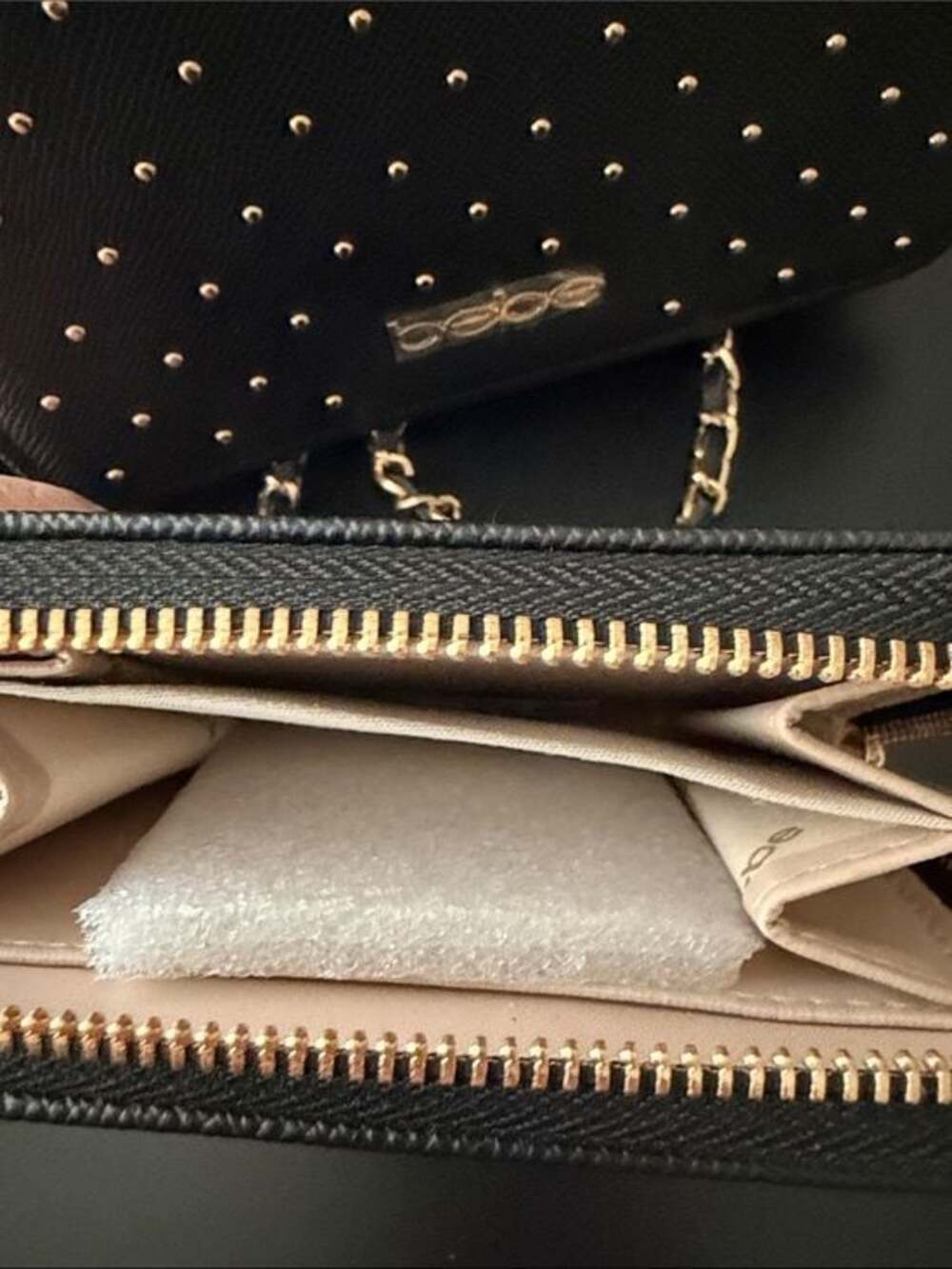 bebe Black Studded Crossbody with Gold Chain - Picture 6 of 6